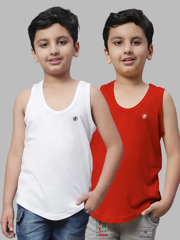 White_&_Red_Cotton_Round_Neck_Casual_Wear_Vest_For_Kids