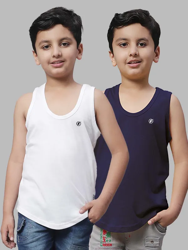 White_&_Navy_Blue_Round_Neck_Casual_Wear_Vest_For_Kids
