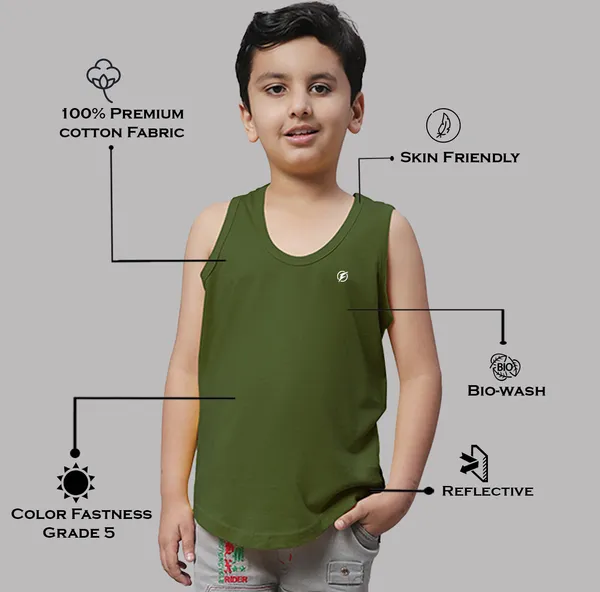 White_&_Olive_Green_Round_Neck_Casual_Wear_Vest_For_Kids