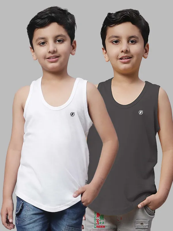 White_&_Grey_Round_Neck_Casual_Wear_Vest_For_Kids
