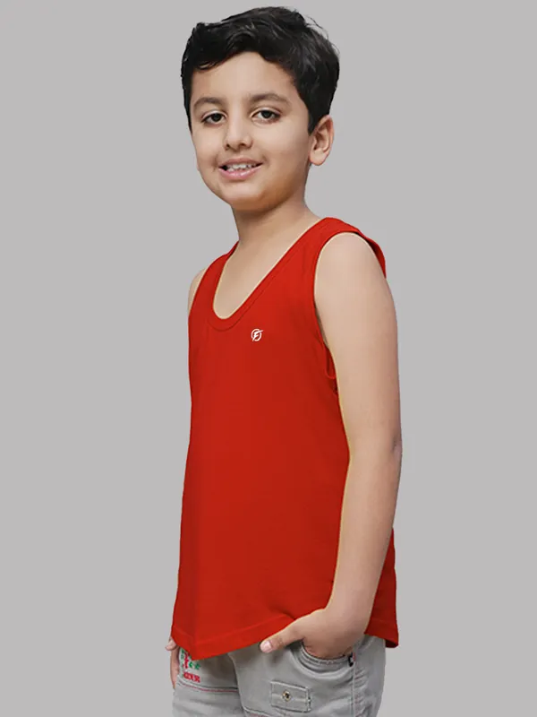 Red_Cotton_Round_Neck_Sleeveless_Vest_For_Kids