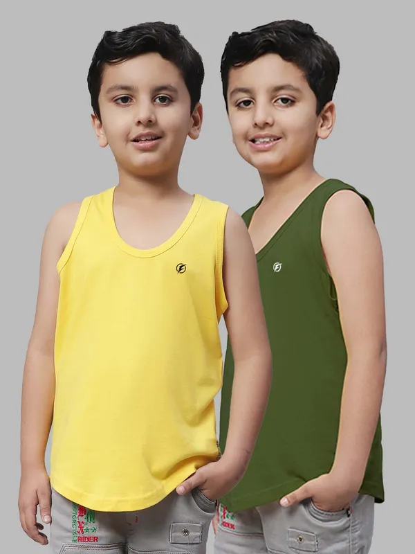 Yellow_&_Olive_Green_Round_Neck_Casual_Wear_Vest_For_Kids