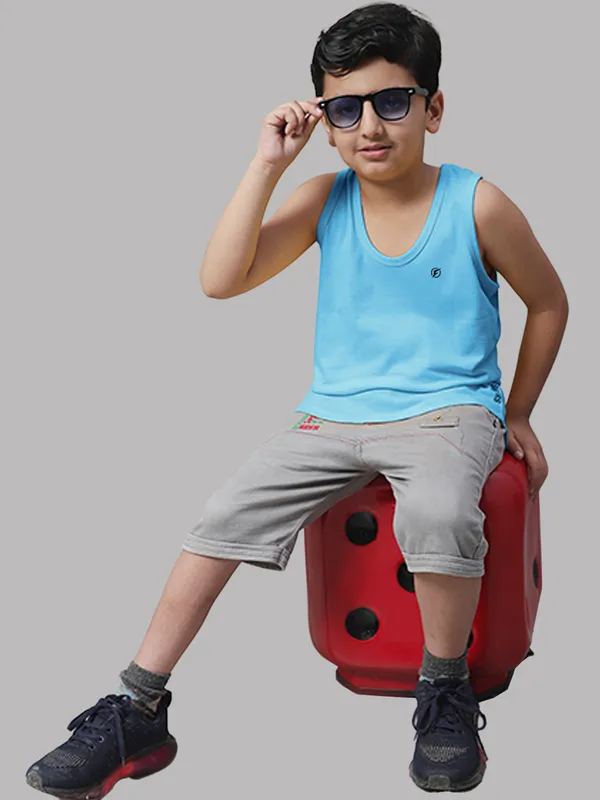 Orange_&_Turquoise_Blue_Round_Neck_Casual_Wear_Vest_For_Kids