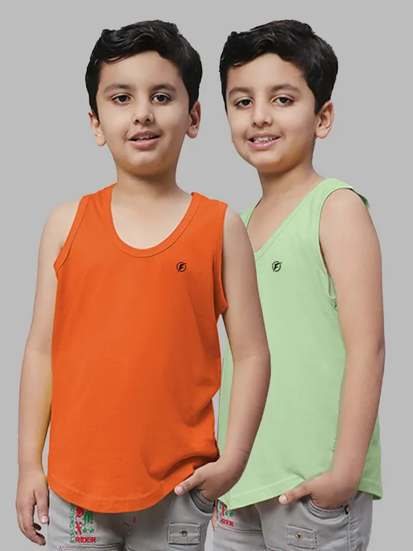 Orange_&_Sea_Green_Round_Neck_Casual_Wear_Vest_For_Kids