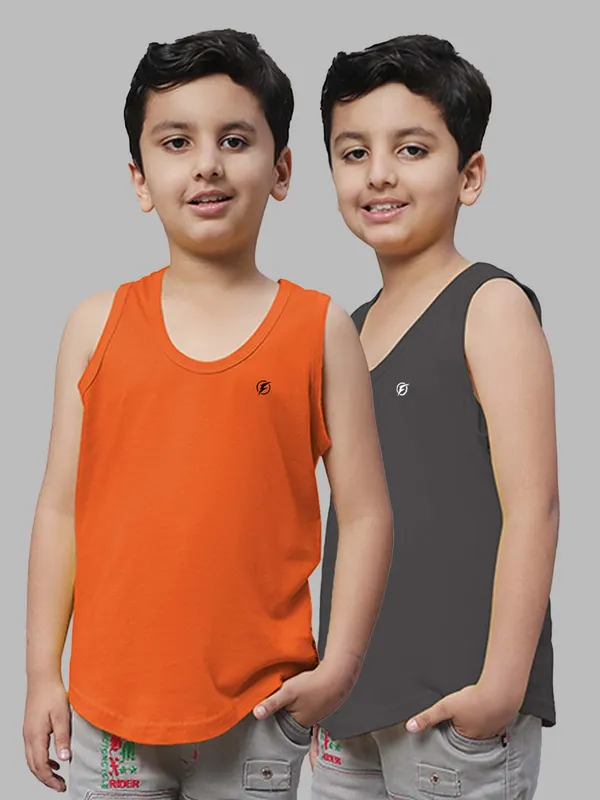 Orange_&_Grey_Round_Neck_Casual_Wear_Vest_For_Kids