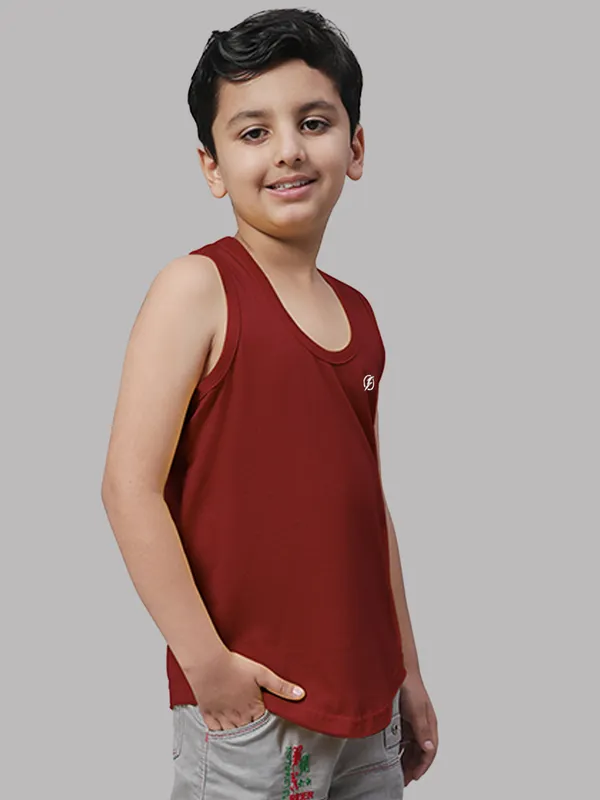 Maroon_Cotton_Round_Neck_Sleeveless_Vest_For_Kids