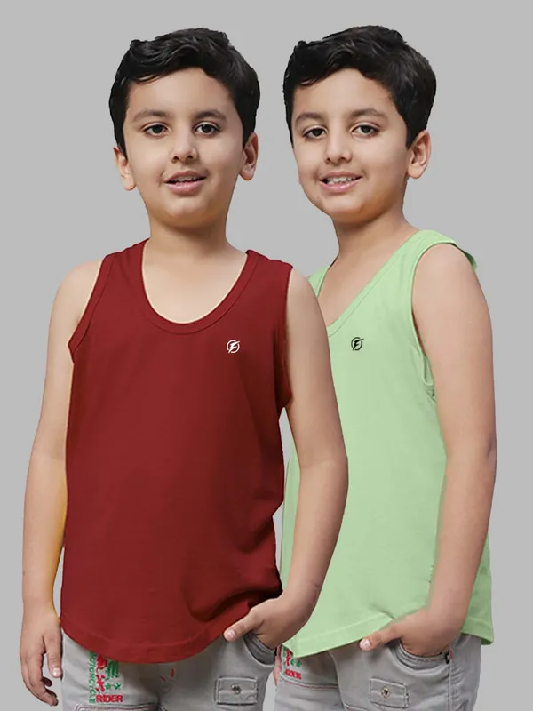 Maroon_&_Sea_Green_Round_Neck_Casual_Wear_Vest_For_Kids