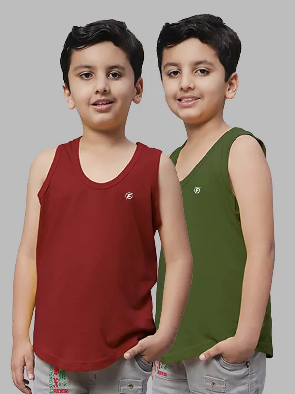 Maroon_&_Olive_Green_Round_Neck_Casual_Wear_Vest_For_Kids