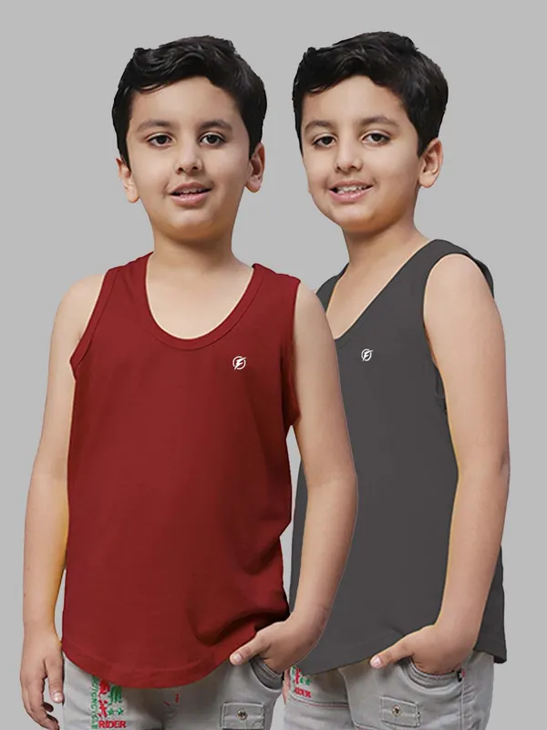 Maroon_&_Grey_Round_Neck_Casual_Wear_Vest_For_Kids