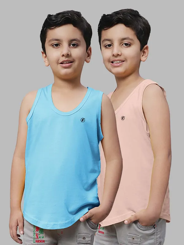 Turquoise_Blue_&_Coral_Round_Neck_Casual_Wear_Vest_For_Kids