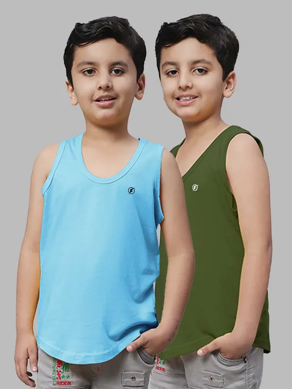 Turquoise_Blue_&_Olive_Green_Round_Neck_Casual_Wear_Vest_For_Kids