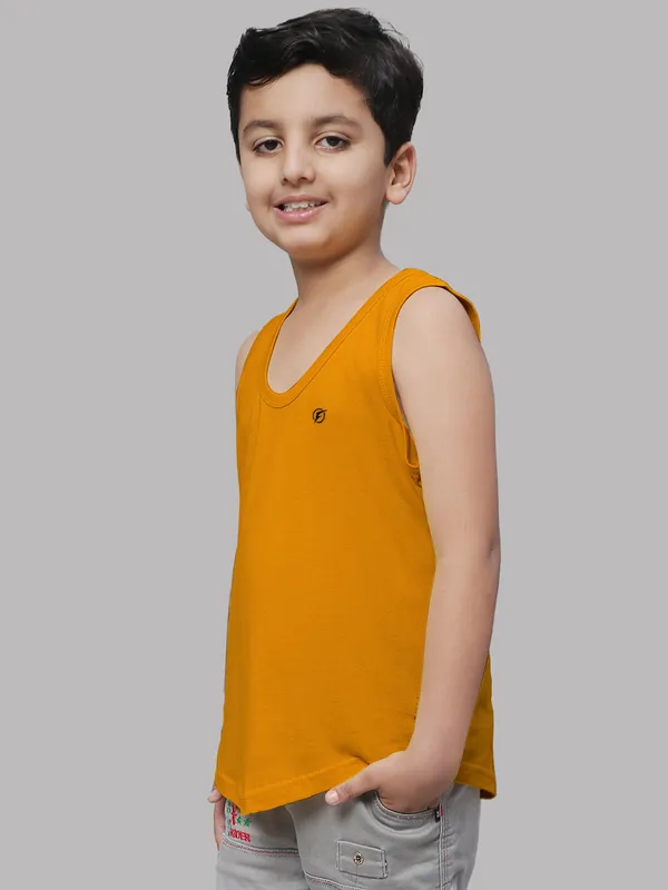 Mustard_Cotton_Round_Neck_Sleeveless_Vest_For_Kids