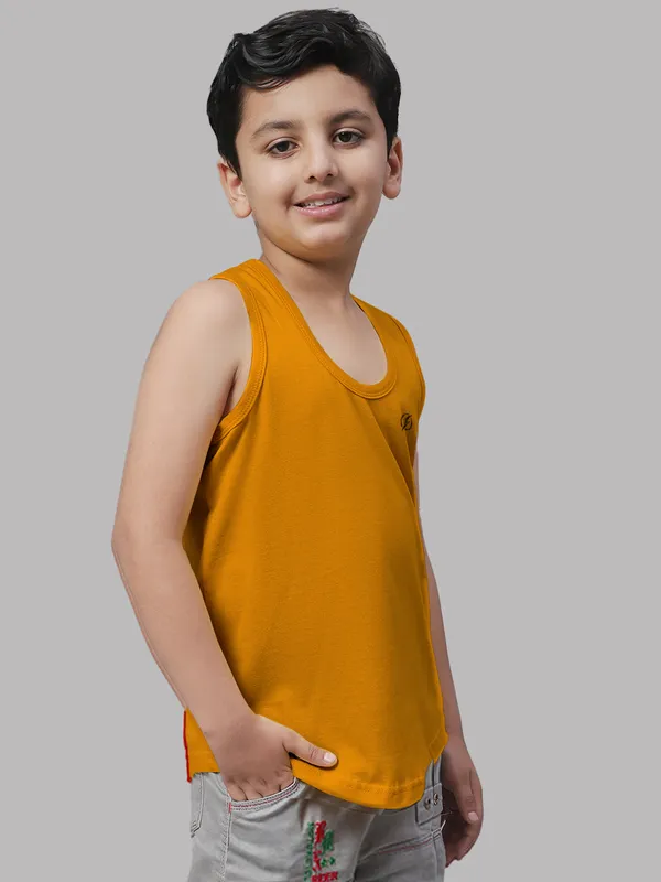 Mustard_Cotton_Round_Neck_Sleeveless_Vest_For_Kids