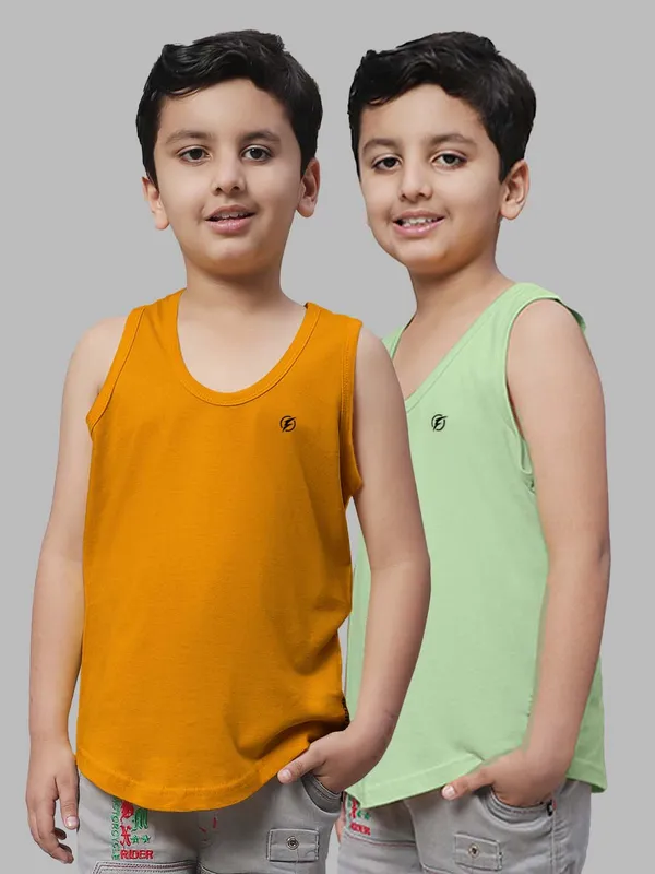 Mustard_&_Sea_Green_Round_Neck_Casual_Wear_Vest_For_Kids