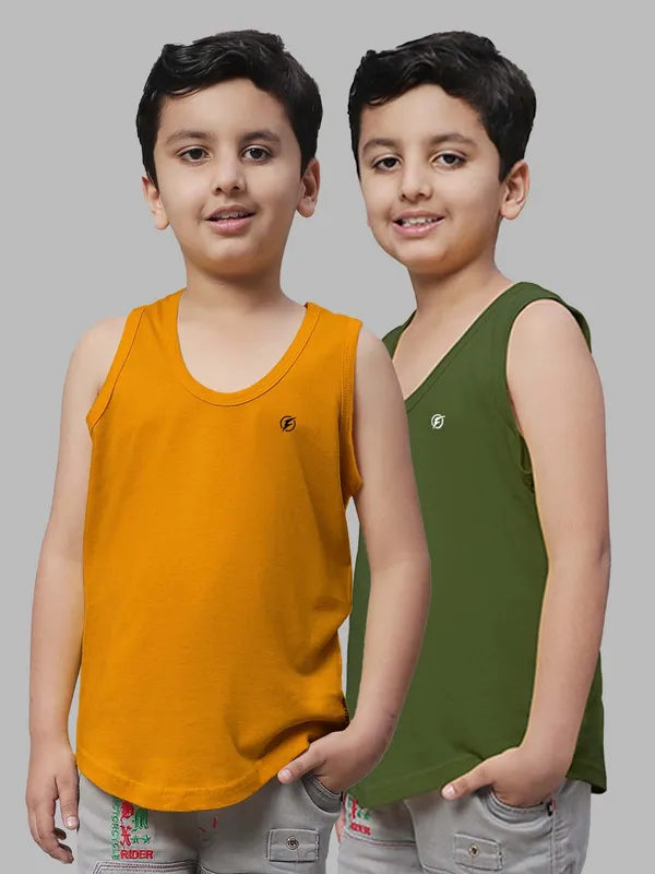 Mustard_&_Olive_Green_Round_Neck_Casual_Wear_Vest_For_Kids