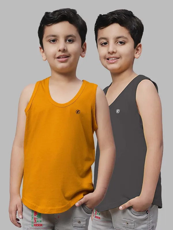 Mustard_&_Grey_Round_Neck_Casual_Wear_Vest_For_Kids