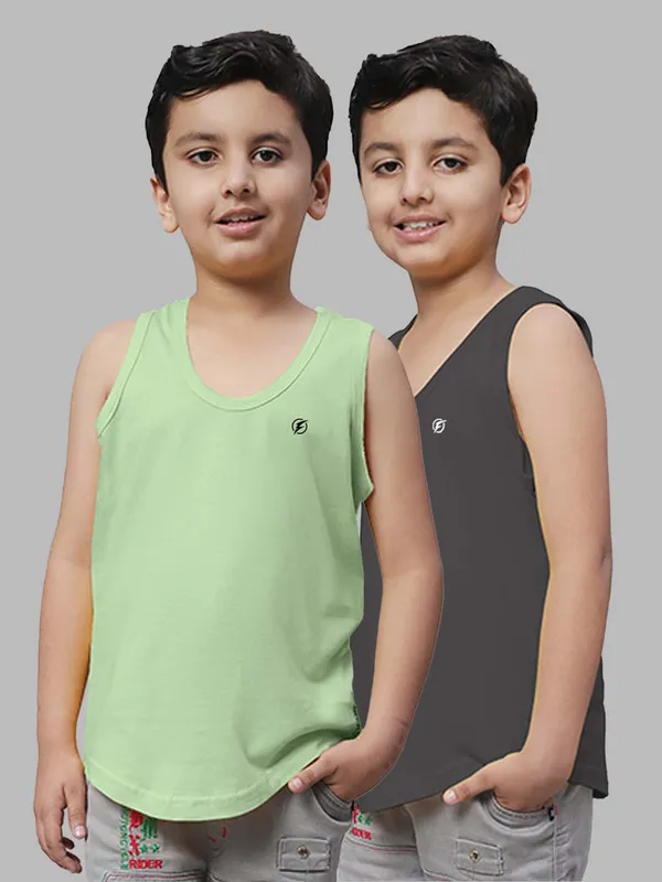 Sea_Green_&_Grey_Round_Neck_Casual_Wear_Vest_For_Kids
