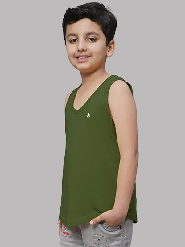Olive_Green_Cotton_Round_Neck_Sleeveless_Vest_For_Kids
