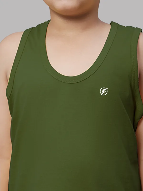 Olive_Green_Cotton_Round_Neck_Sleeveless_Vest_For_Kids