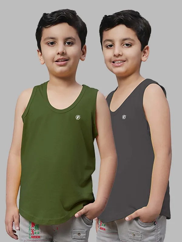 Olive_Green_&_Grey_Round_Neck_Casual_Wear_Vest_For_Kids