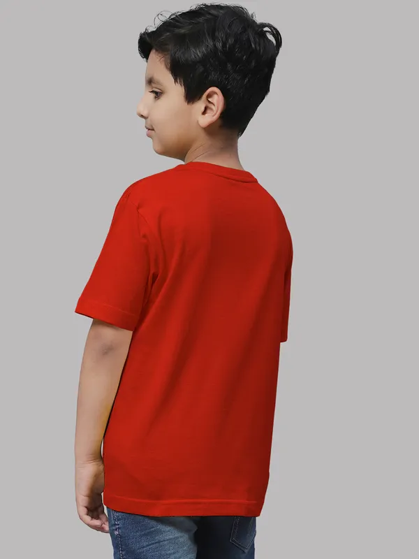 Red_Cotton_Rib_Round_Neck_Short_Sleeves_T-Shirt_For_Kids