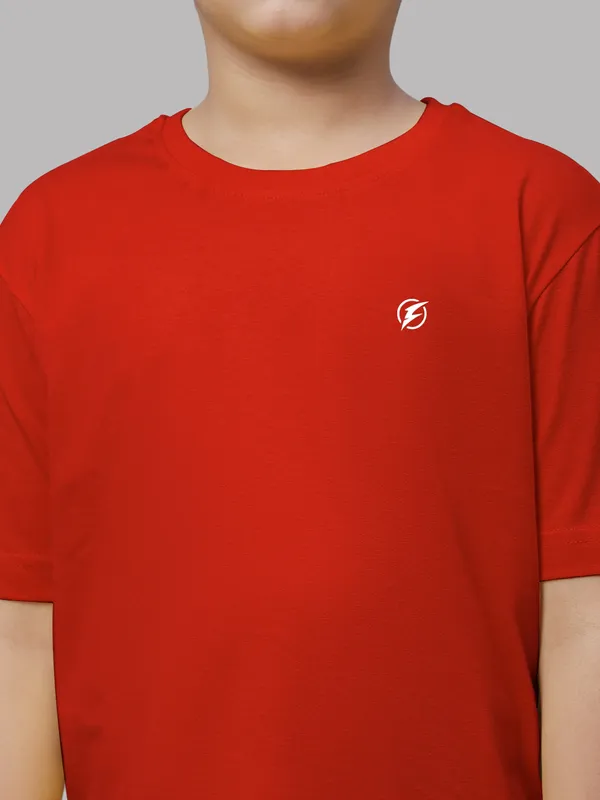 Red_Cotton_Rib_Round_Neck_Short_Sleeves_T-Shirt_For_Kids