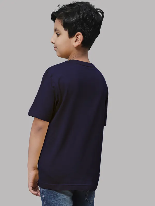 Navy_Blue_Cotton_Rib_Round_Neck_Short_Sleeves_T-Shirt_For_Kids