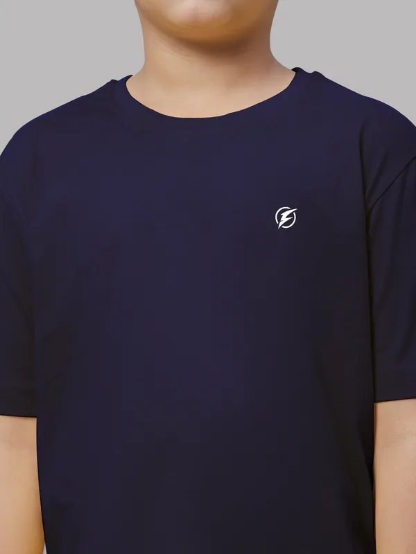 Navy_Blue_Cotton_Rib_Round_Neck_Short_Sleeves_T-Shirt_For_Kids