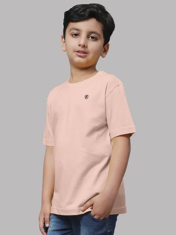 Coral_Cotton_Rib_Round_Neck_Short_Sleeves_T-Shirt_For_Kids