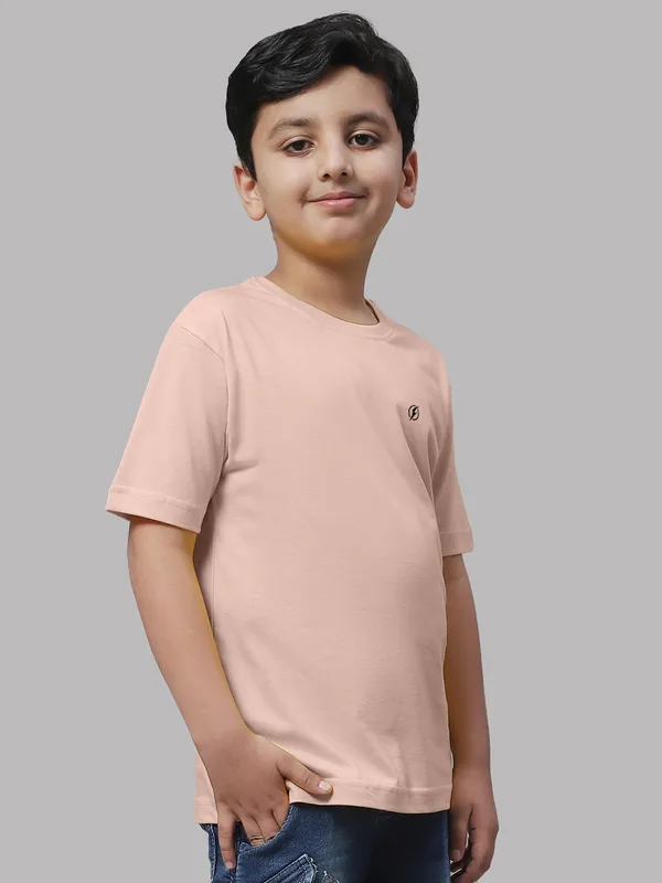 Coral_Cotton_Rib_Round_Neck_Short_Sleeves_T-Shirt_For_Kids