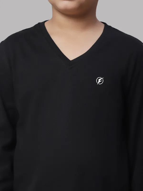 Black_Cotton_Rib_V-Neck_Full_Sleeves_T-Shirt_For_Kids