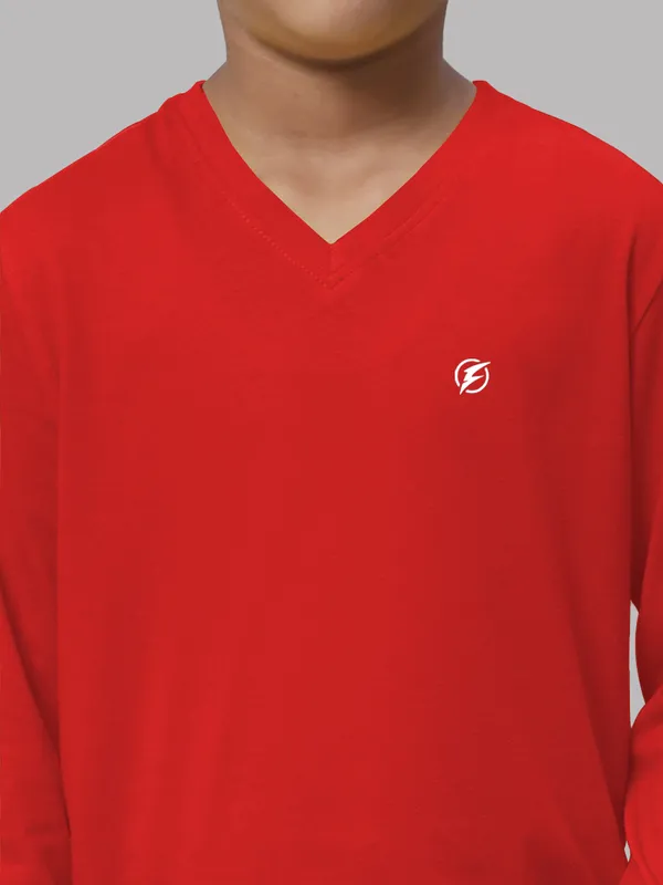 Red_Cotton_Rib_V-Neck_Full_Sleeves_T-Shirt_For_Kids