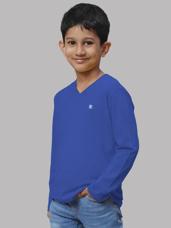 Blue_Cotton_Rib_V-Neck_Full_Sleeves_T-Shirt_For_Kids