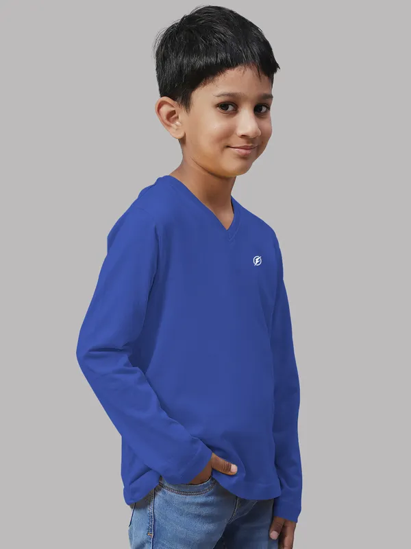 Blue_Cotton_Rib_V-Neck_Full_Sleeves_T-Shirt_For_Kids
