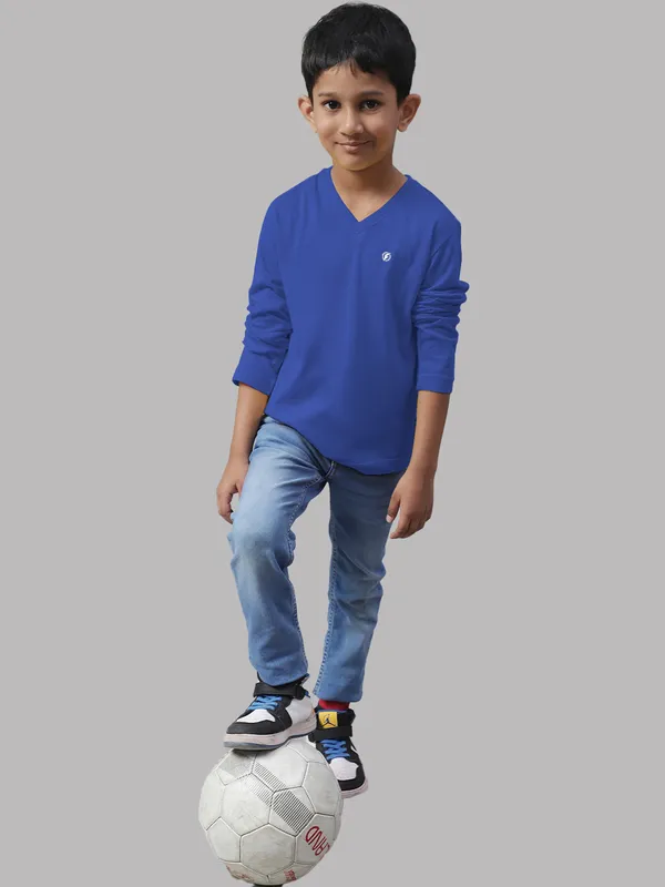 Blue_Cotton_Rib_V-Neck_Full_Sleeves_T-Shirt_For_Kids