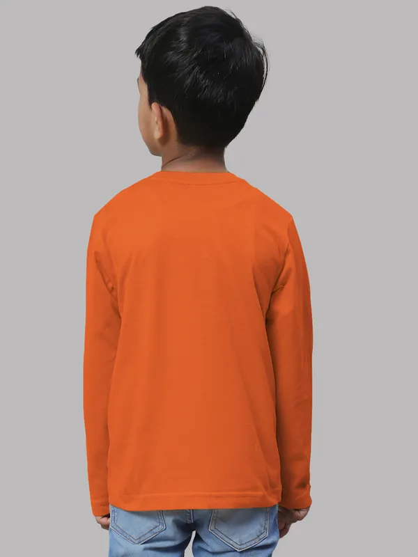Orange_Cotton_Rib_V-Neck_Full_Sleeves_T-Shirt_For_Kids