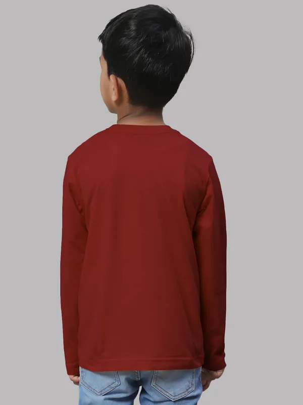 Maroon_Cotton_Rib_V-Neck_Full_Sleeves_T-Shirt_For_Kids