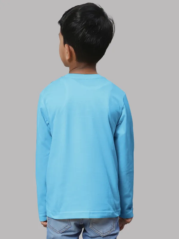 Turquoise_Blue_Cotton_Rib_V-Neck_Full_Sleeves_T-Shirt_For_Kids