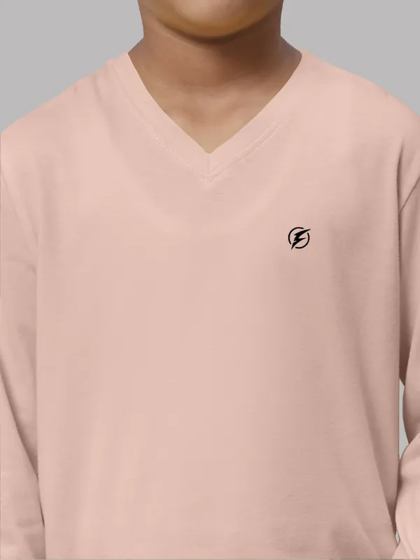 Coral_Cotton_Rib_V-Neck_Full_Sleeves_T-Shirt_For_Kids