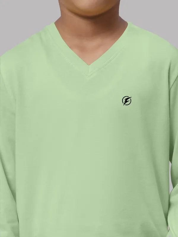 Sea_Green_Cotton_Rib_V-Neck_Full_Sleeves_T-Shirt_For_Kids