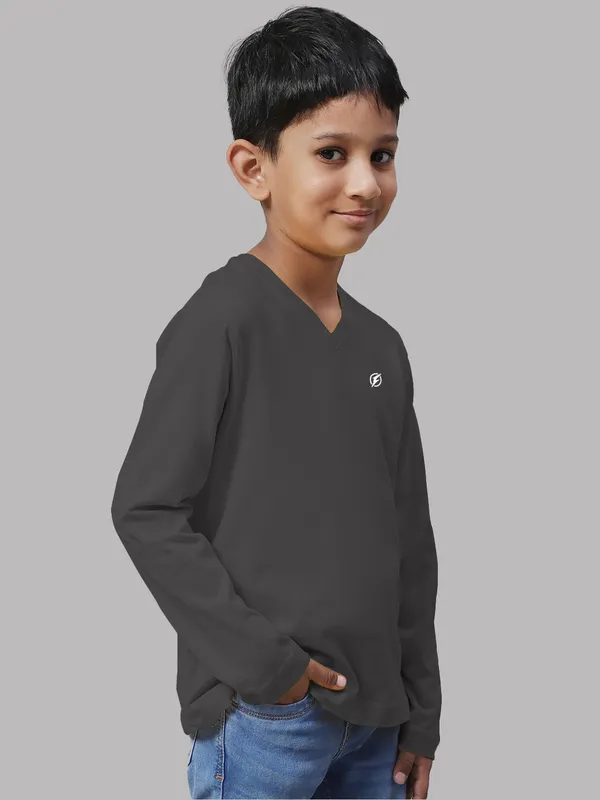 Grey_Cotton_Rib_V-Neck_Full_Sleeves_T-Shirt_For_Kids