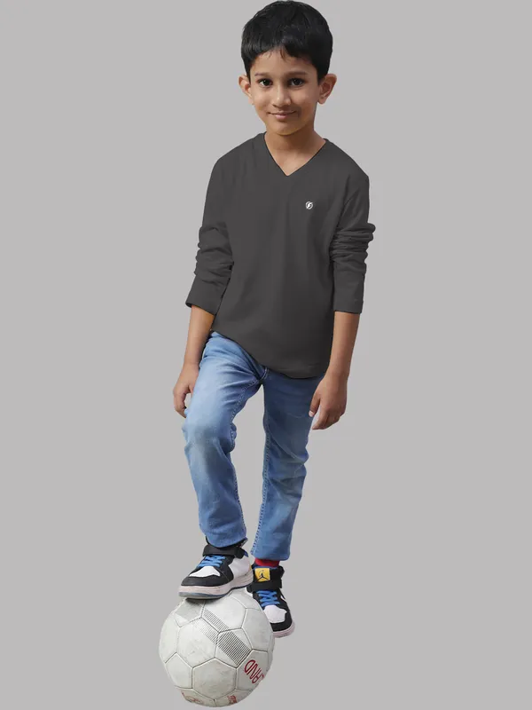 Grey_Cotton_Rib_V-Neck_Full_Sleeves_T-Shirt_For_Kids