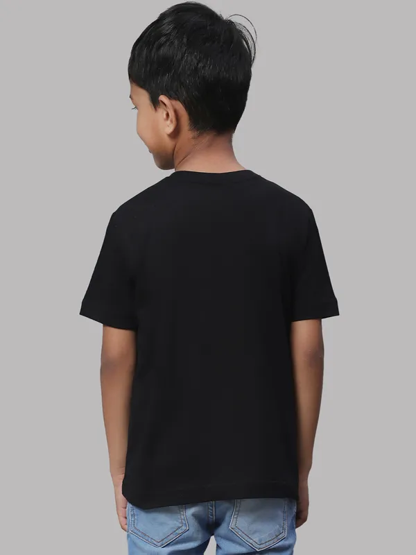 Black_Cotton_Rib_V-Neck_Short_Sleeves_T-Shirt_For_Kids