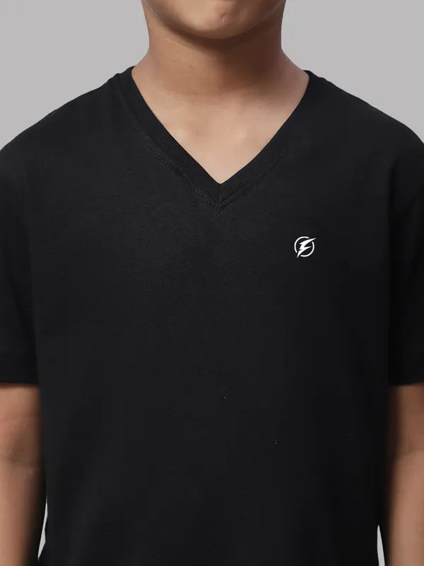 Black_Cotton_Rib_V-Neck_Short_Sleeves_T-Shirt_For_Kids