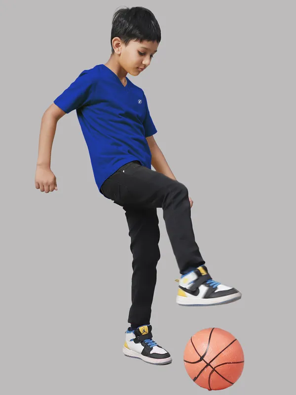 Blue_Cotton_Rib_V-Neck_Short_Sleeves_T-Shirt_For_Kids
