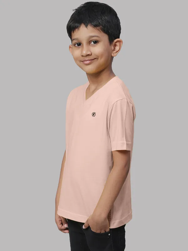 Coral_Cotton_Rib_V-Neck_Short_Sleeves_T-Shirt_For_Kids