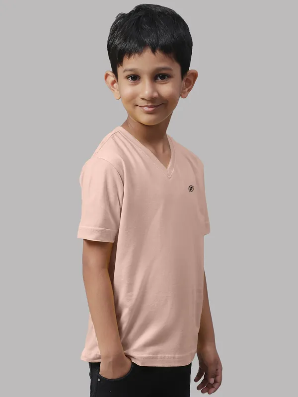 Coral_Cotton_Rib_V-Neck_Short_Sleeves_T-Shirt_For_Kids