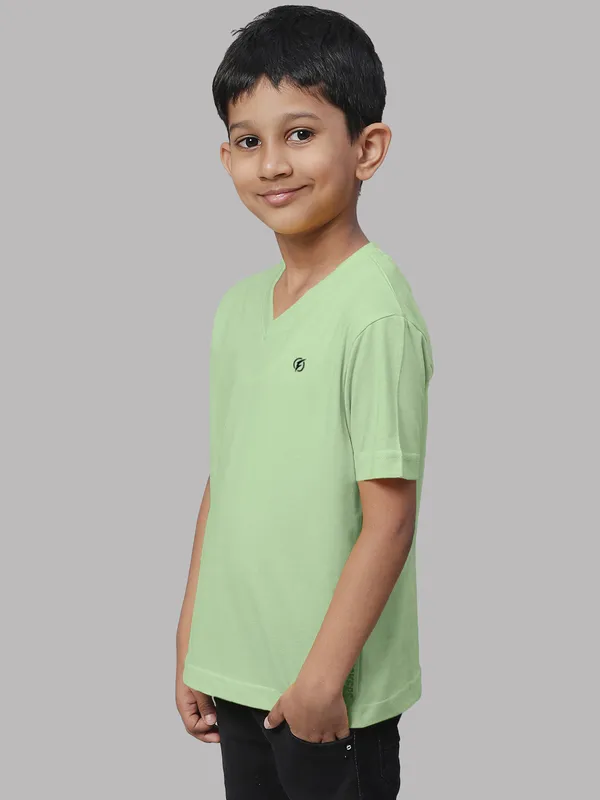 Sea_Green_Cotton_Rib_V-Neck_Short_Sleeves_T-Shirt_For_Kids