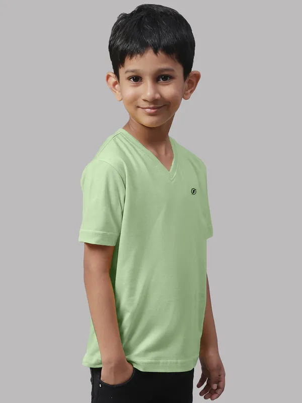 Sea_Green_Cotton_Rib_V-Neck_Short_Sleeves_T-Shirt_For_Kids