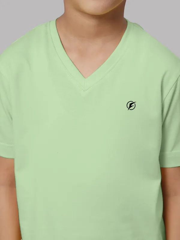Sea_Green_Cotton_Rib_V-Neck_Short_Sleeves_T-Shirt_For_Kids